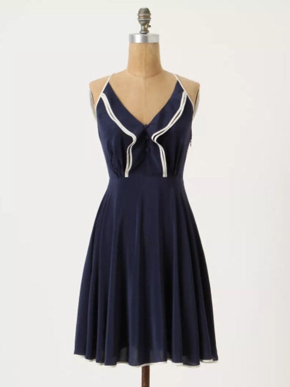 Anthropologie Gull Wing Dress by Girls From Savoy in Navy - Silk - Size 4